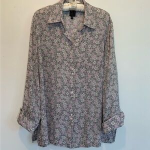 Due Per Due Silk Button Up Blouse Spring Blossoms
